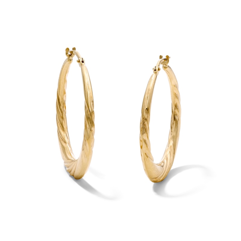 10K Bonded Gold Swirl Textured Hoop Earrings