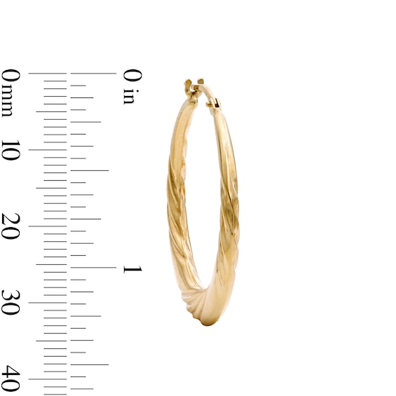 10K Bonded Gold Swirl Textured Hoop Earrings