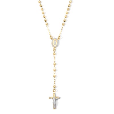 10K Gold Bonded Rosary Two-Tone Necklace - 17″ + 2″