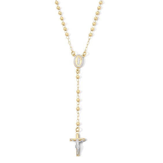 10K Gold Bonded Rosary Two-Tone Necklace - 17″ + 2″