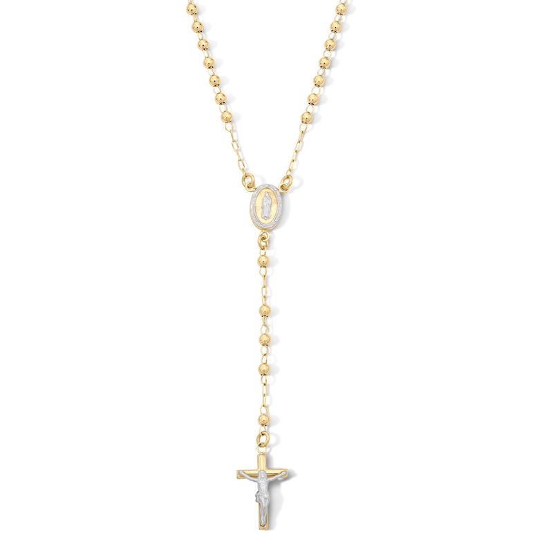 Main Image 1 of 10K Gold Bonded Two-Tone Rosary Necklace - 17″ + 2″