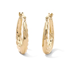 10K Gold Bonded Sculpted Twist Oval Hoops