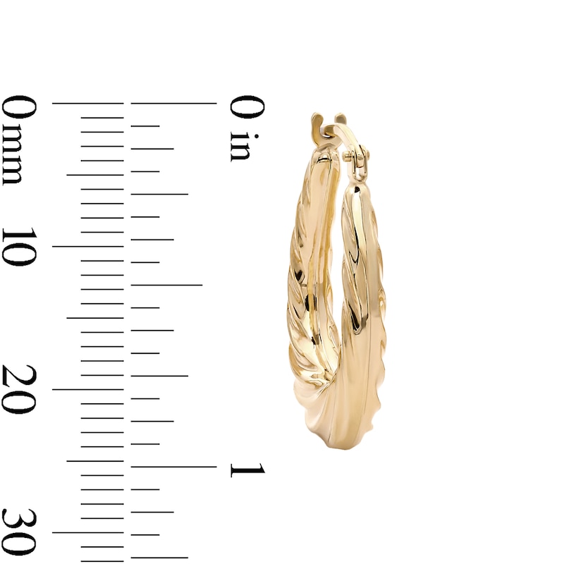 10K Gold Bonded Sculpted Twist Oval Hoop Earrings