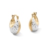 Sterling Silver and 10K Gold Bonded Two-Tone Diamond-Cut Crescent Hoop Earrings