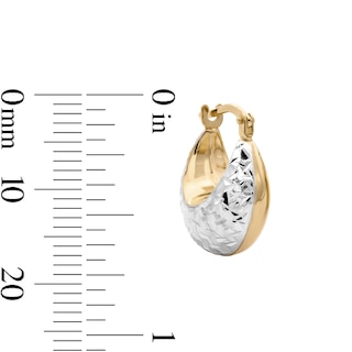 Sterling Silver and 10K Gold Bonded Two-Tone Diamond-Cut Crescent Hoop Earrings