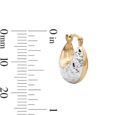 Sterling Silver and 10K Gold Bonded Two-Tone Diamond-Cut Crescent Hoop Earrings