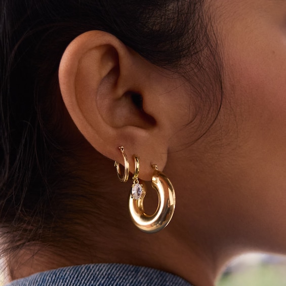 10K Gold Bonded Beaded Hoops