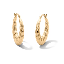 10K Gold Bonded Croissant Twist Hoops