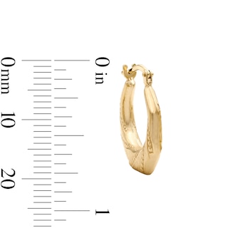 10K Bonded Gold Textured Geometric Hoop Earrings