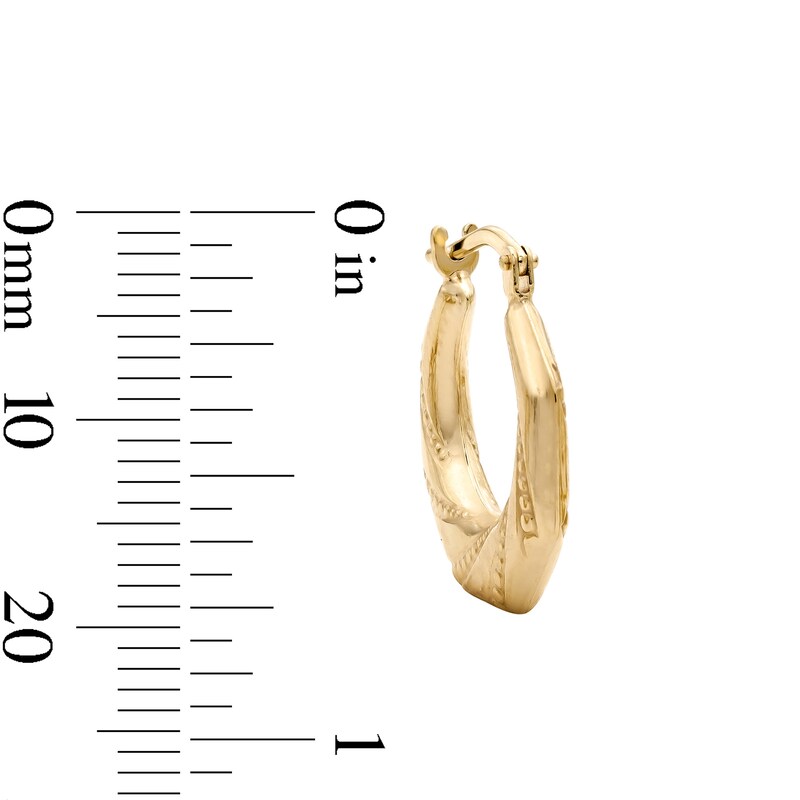 10K Bonded Gold Textured Geometric Hoop Earrings