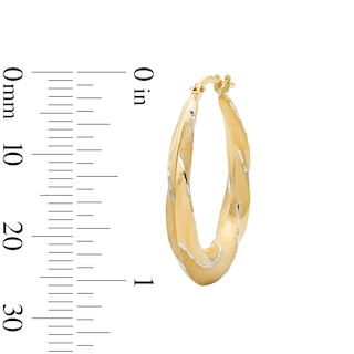 10K Gold Bonded Two-Tone Diamond-Cut Twist Hoop Earrings