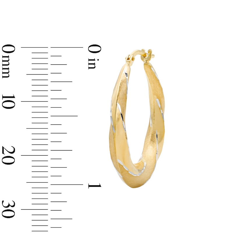 Main Image 2 of 10K Gold Bonded Two-Tone Diamond-Cut Twist Hoop Earrings