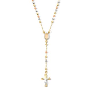 10K Gold Bonded Bead Rosary Two-Tone Necklace - 17″ + 2″