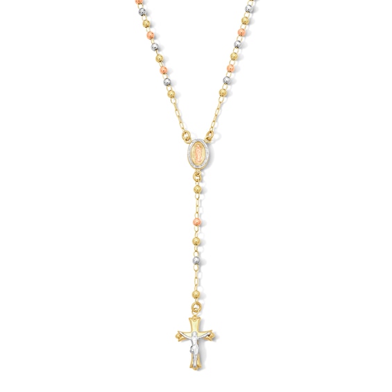 10K Gold Bonded Bead Rosary Two-Tone Necklace - 17″ + 2″