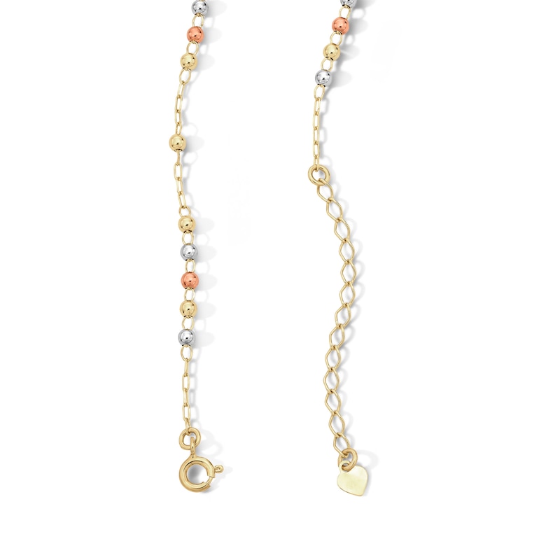 Main Image 3 of 10K Gold Bonded Tri-Tone Bead Rosary Necklace - 17″ + 2″