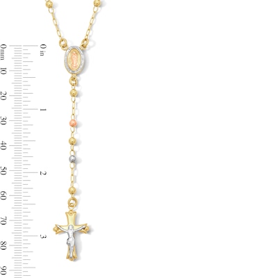 10K Gold Bonded Bead Rosary Two-Tone Necklace - 17″ + 2″