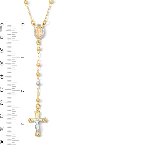 10K Gold Bonded Bead Rosary Two-Tone Necklace - 17″ + 2″