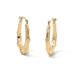 10K Gold Bonded Oval Rope Twist Hoop Earrings
