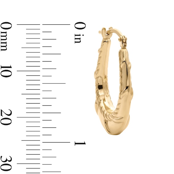 10K Gold Bonded Oval Rope Twist Hoop Earrings