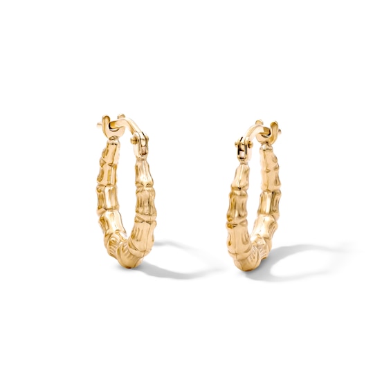 10K Bonded Gold Bamboo Hoop Earrings
