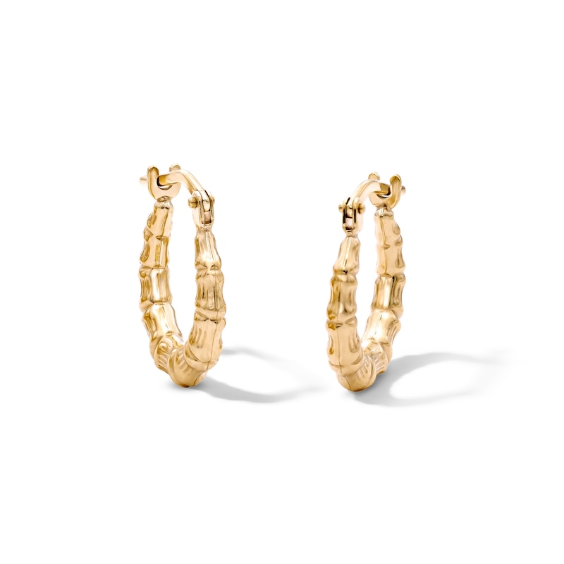 10K Bonded Gold Bamboo Hoop Earrings