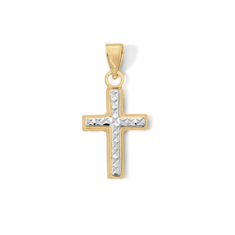 Main Image 1 of 10K Hollow Gold Bonded Cross Two-Tone Necklace Charm