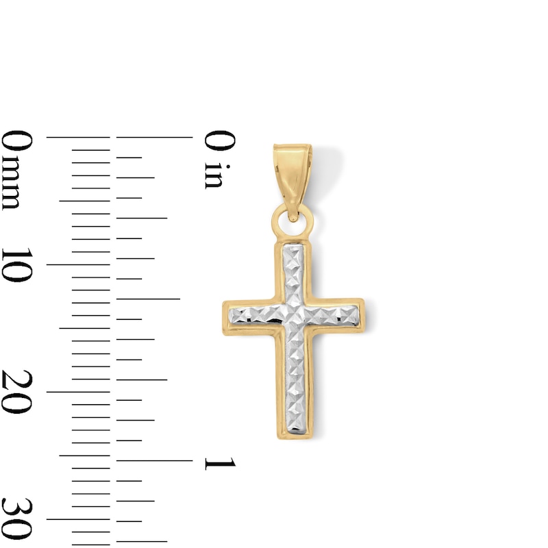 Main Image 2 of 10K Hollow Gold Bonded Cross Two-Tone Necklace Charm