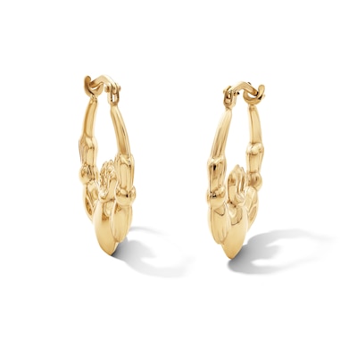 10K Gold Bonded Claddagh Hoop Earrings