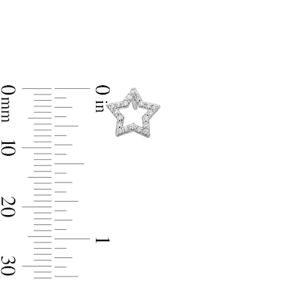 Solid Sterling Silver CZ Star and Solitaire Stud Set