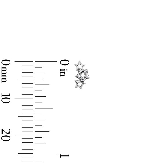 Solid Sterling Silver CZ Star, Twisted Bezel, and Moon Stud Set