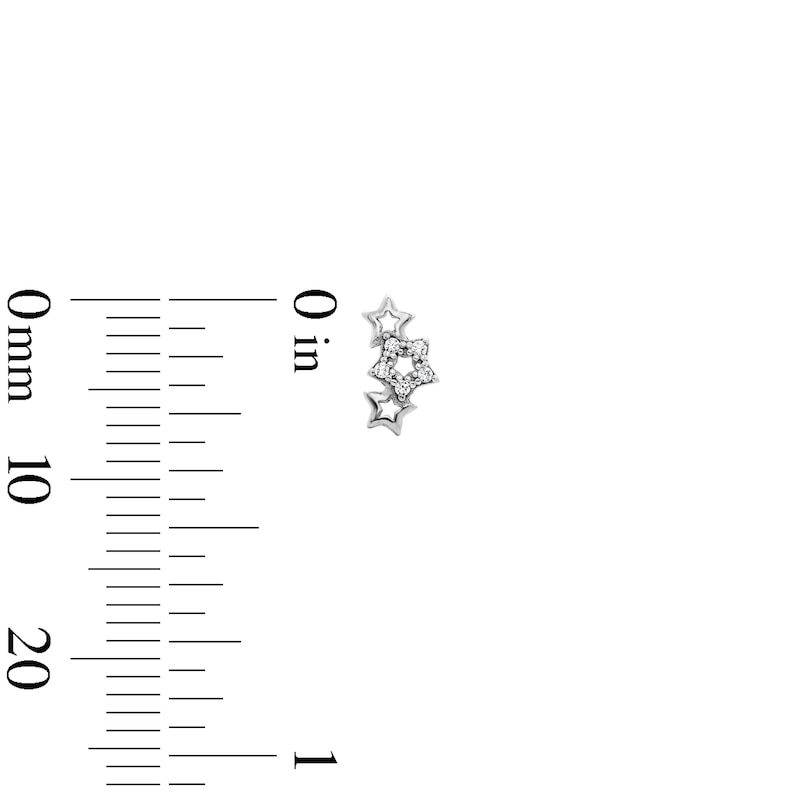Main Image 4 of Solid Sterling Silver CZ Moon and Star Stud Set