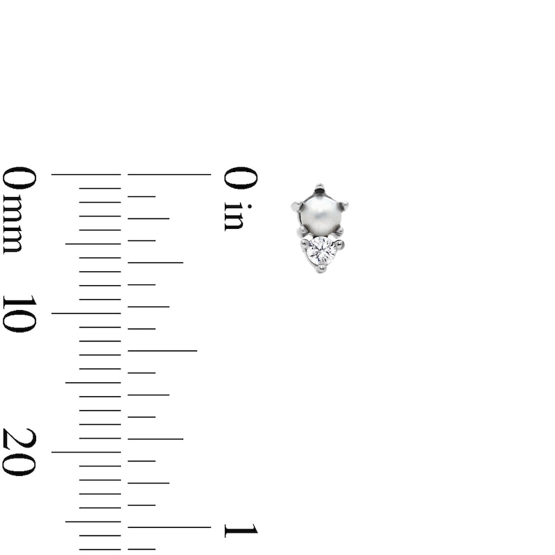 Main Image 3 of Solid Sterling Silver Simulated Pearl and CZ Stud Set