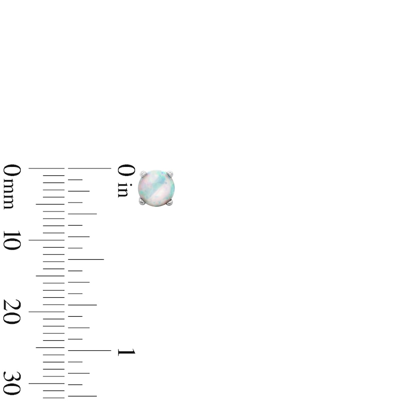 Main Image 3 of Solid Sterling Silver CZ and Simulated Opal Stud Set