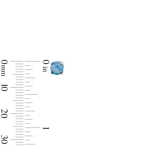 Solid Sterling Silver CZ and Simulated Opal Stud Set