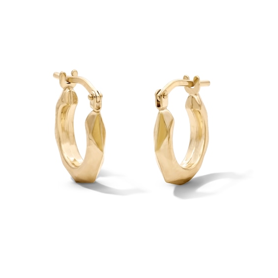 10K Bonded Gold Geometric Spike Hoop Earrings