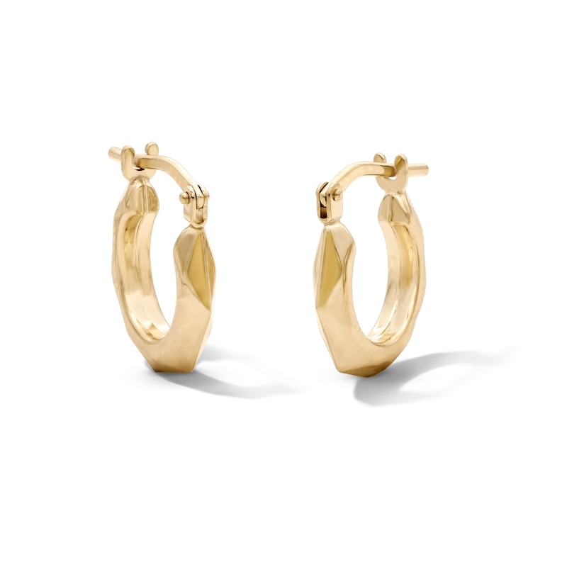 10K Bonded Gold Geometric Spike Hoop Earrings