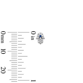 Solid Sterling Silver CZ and Lab-Created Spinel Hamsa, Evil Eye and Solitaire Stud Set