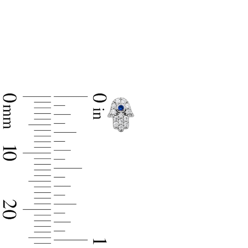 Main Image 3 of Solid Sterling Silver CZ and Lab-Created Spinel Hamsa, Evil Eye and Solitaire Stud Set