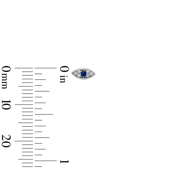 Solid Sterling Silver CZ and Lab-Created Spinel Hamsa, Evil Eye and Solitaire Stud Set