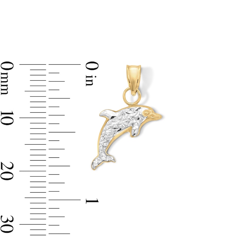 Main Image 2 of 10K Hollow Gold Bonded Dolphin Two-Tone Necklace Charm