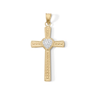 10K Gold Bonded Crystal Heart Charm