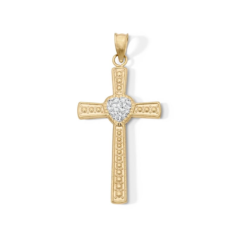 10K Gold Bonded Crystal Heart Charm