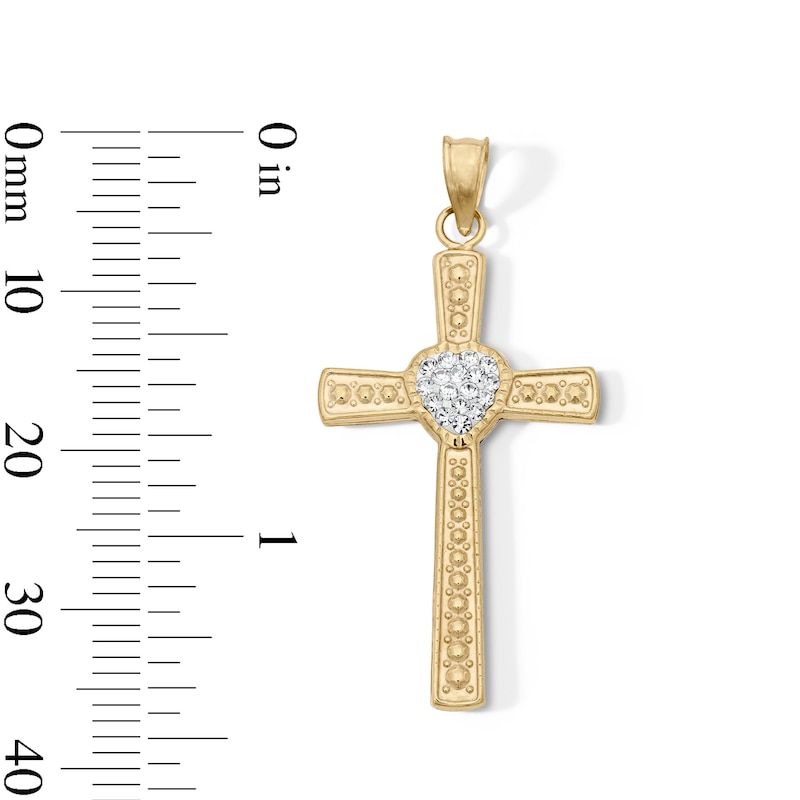 10K Gold Bonded Crystal Heart Charm