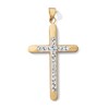 10K Hollow Gold Bonded Crystal Cross Necklace Charm