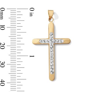 10K Hollow Gold Bonded Crystal Cross Necklace Charm