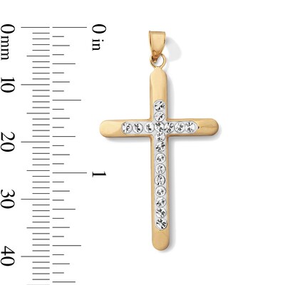 10K Hollow Gold Bonded Crystal Cross Necklace Charm