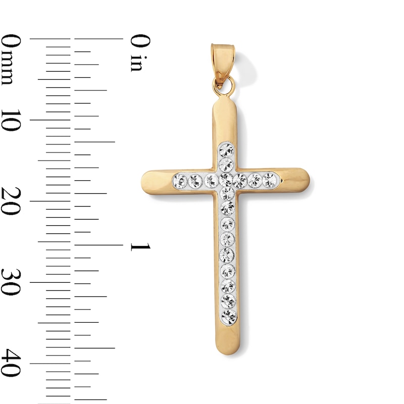 10K Hollow Gold Bonded Crystal Cross Necklace Charm