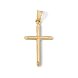 10K Hollow Gold Bonded Diagonal Edge Cross Necklace Charm