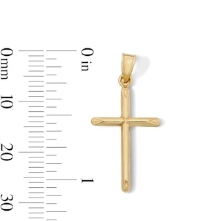 10K Hollow Gold Bonded Diagonal Edge Cross Necklace Charm