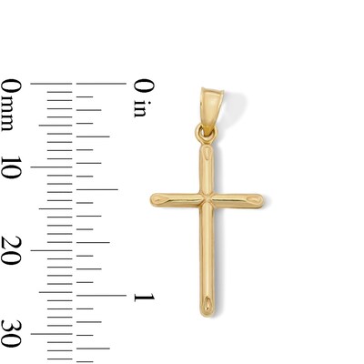 10K Hollow Gold Bonded Diagonal Edge Cross Necklace Charm